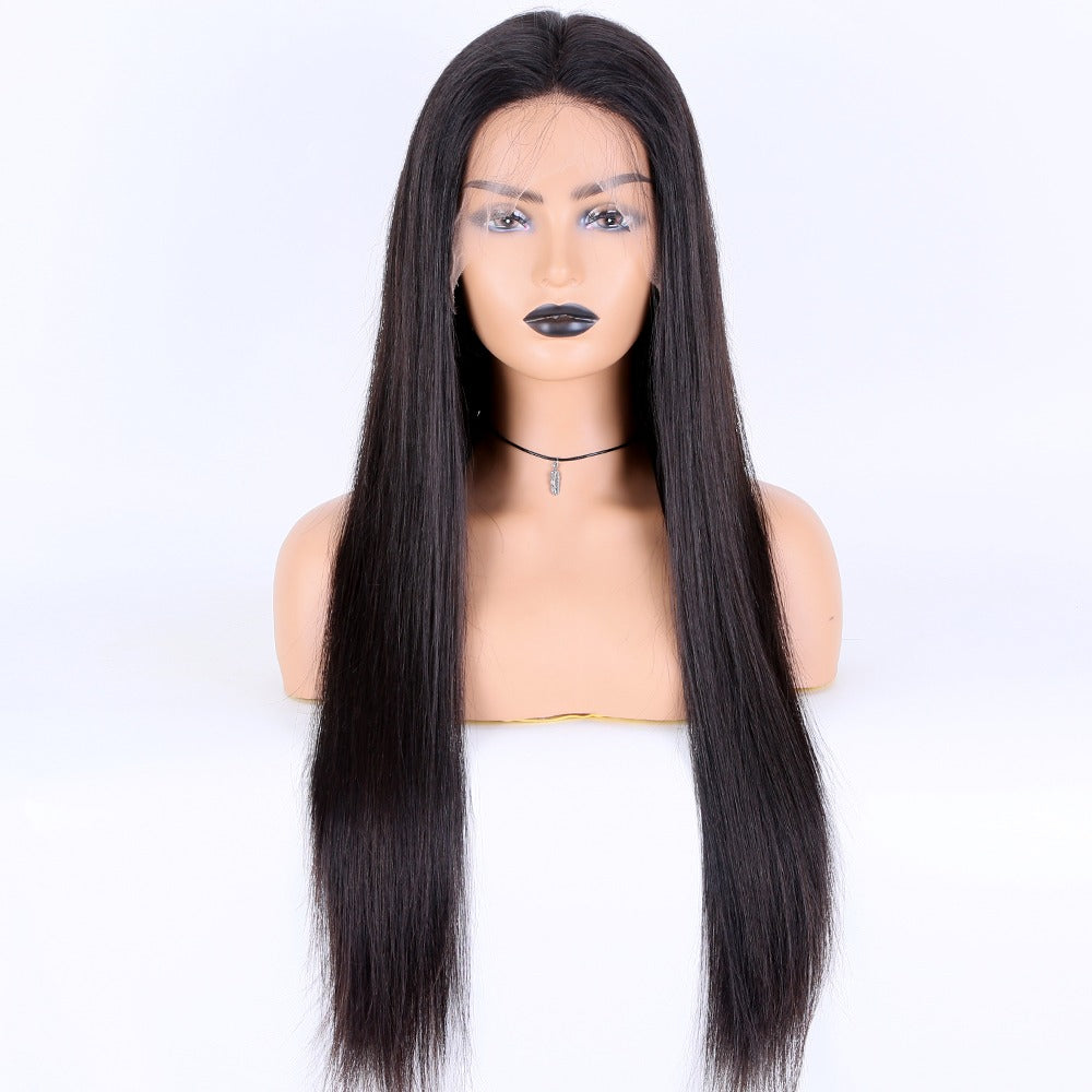 Stock Full Lace European Natural Color Natural Straight Human Hair Silk Top Wigs