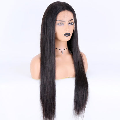 Stock 5 inch HD Lace Front European Natural Color Straight Human Hair Wigs