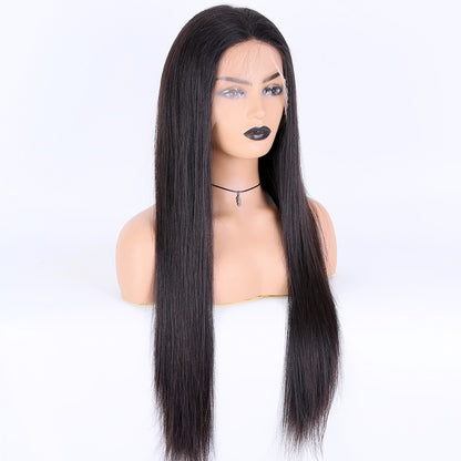 Stock Full Lace European Natural Color Natural Straight Human Hair Silk Top Wigs