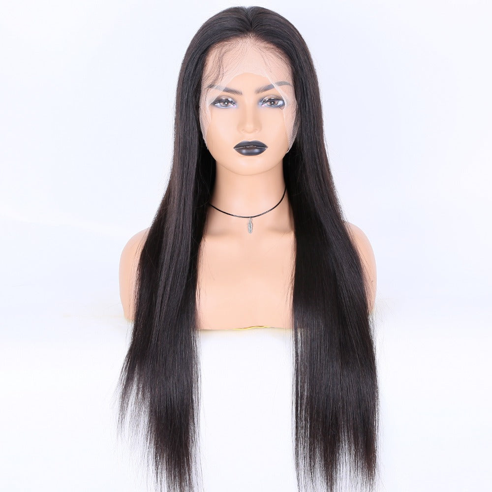 Stock Full Lace European Natural Color Natural Straight Human Hair Silk Top Wigs