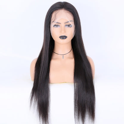 Stock Full Lace European Natural Color Natural Straight Human Hair Silk Top Wigs