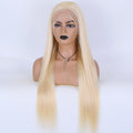 Stock Full Lace Chinese Lightest Blonde Straight Human Hair Silk Top Wigs