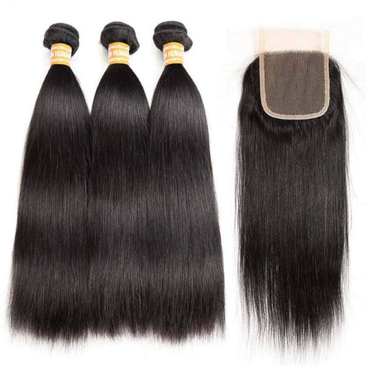 Stock Brazilian Natural Color Straight Human Hair HD Closures and Wefts