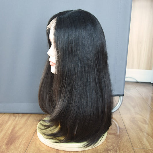 Stock Lace Top European #2 Natural Straight, Light Layer Human Hair Wigs 21" and 24" 130% Density