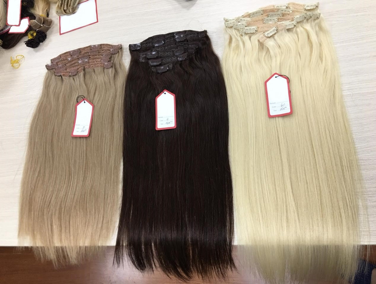 Custom Russian Straight Human Hair Lace Clip-In Wefts