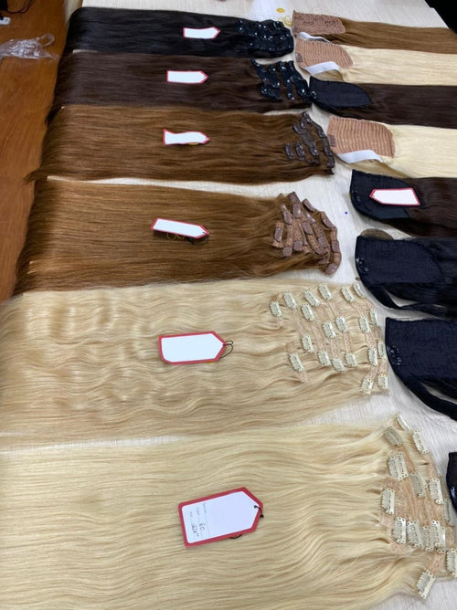 Custom European Double Drawn Clip-In Human Hair Wefts 150 and 250 grams
