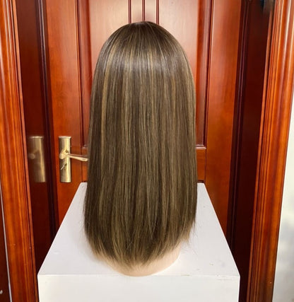 Estoque Europeu #2 Natural Liso, Cabelo Humano de Camada Leve Perucas Judaicas 21" e 24" 130% Densidade