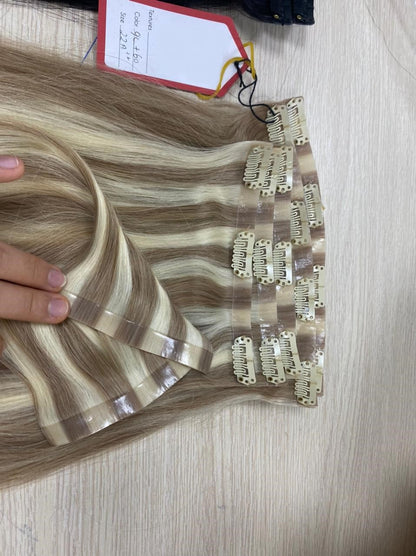 Custom European Double Drawn Seamless Clip-In Human Hair Wefts 200 grams