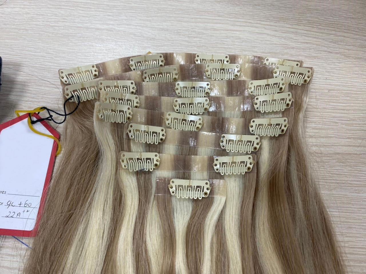 Custom European Double Drawn Seamless Clip-In Human Hair Wefts 200 grams