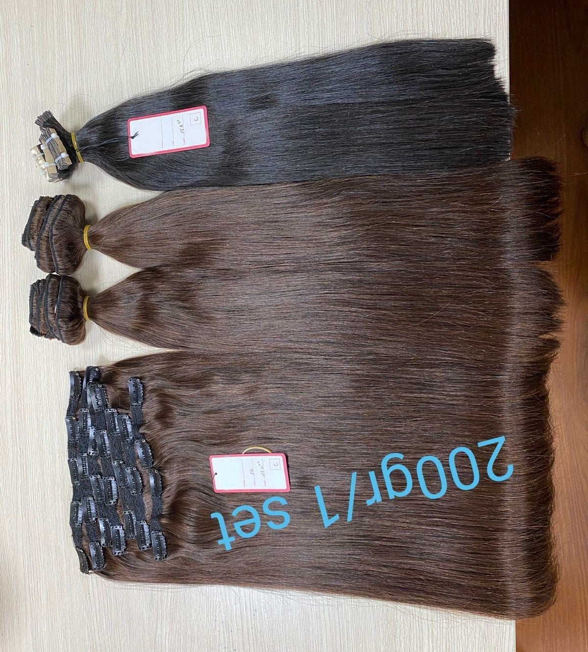 Custom European Double Drawn Clip-In Human Hair Wefts 150 and 250 grams