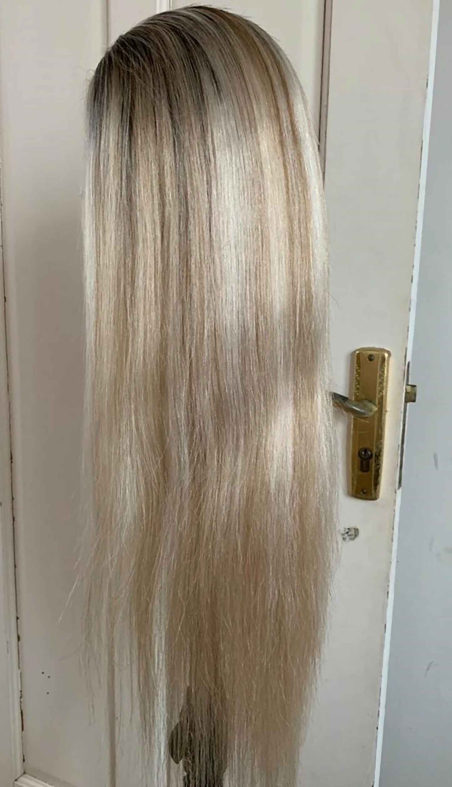 Custom Full Lace European Platinum Balayage Straight Human Hair Wig