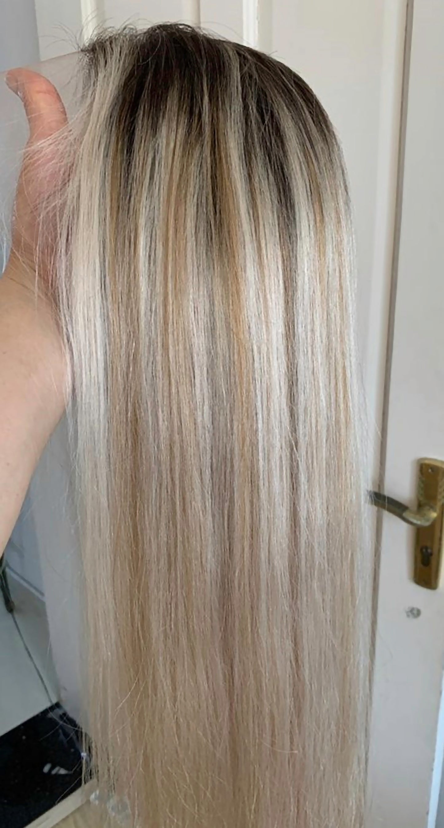 Benutzerdefinierte Full Lace European #9 Roots/T9/60 Highlights Glattes Echthaar Perücke 22-26" 180% Dichte