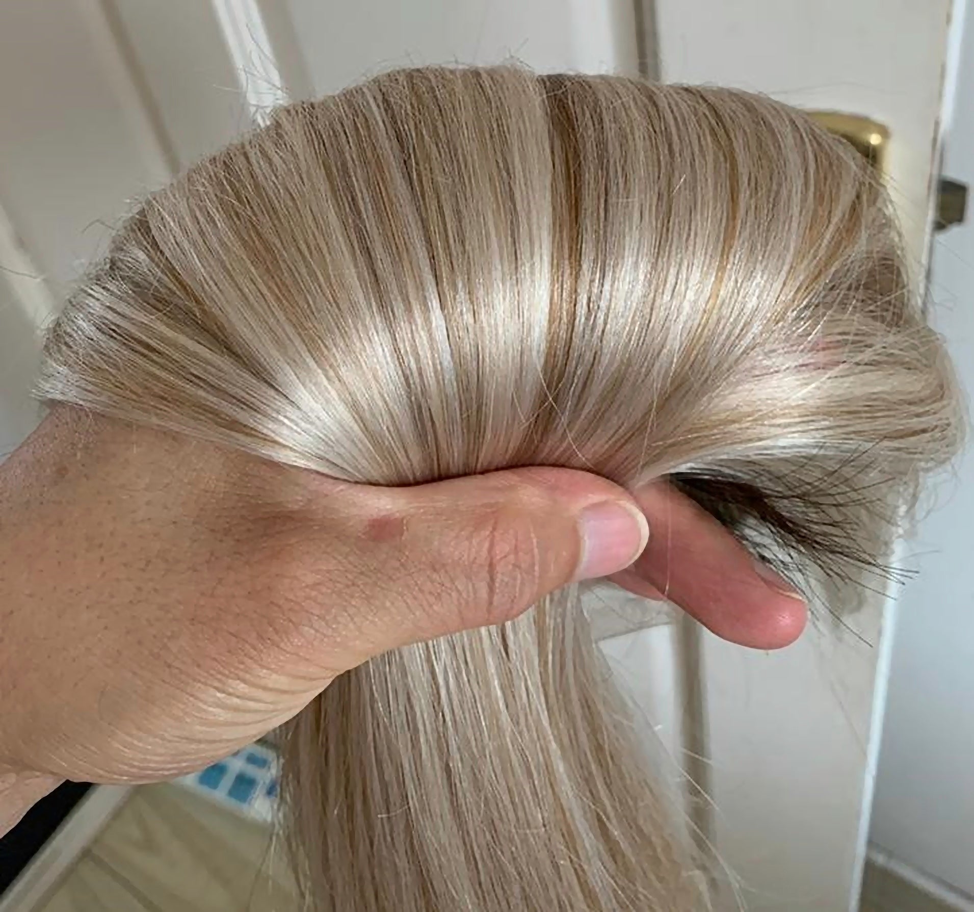 תחרה מלאה מותאמת אישית אירופאית #9 שורשים/T9/60 הבהרה פאת שיער אדם ישר 22-26 אינץ' 180% צפיפות