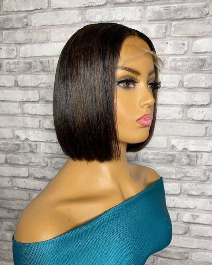 Stock Lace Closure Brazilian Black Bob Human Hair Wig Bundle