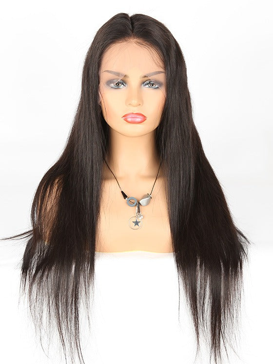 Stock Lace Front Indian Remy Natural Color Straight Human Hair Wigs