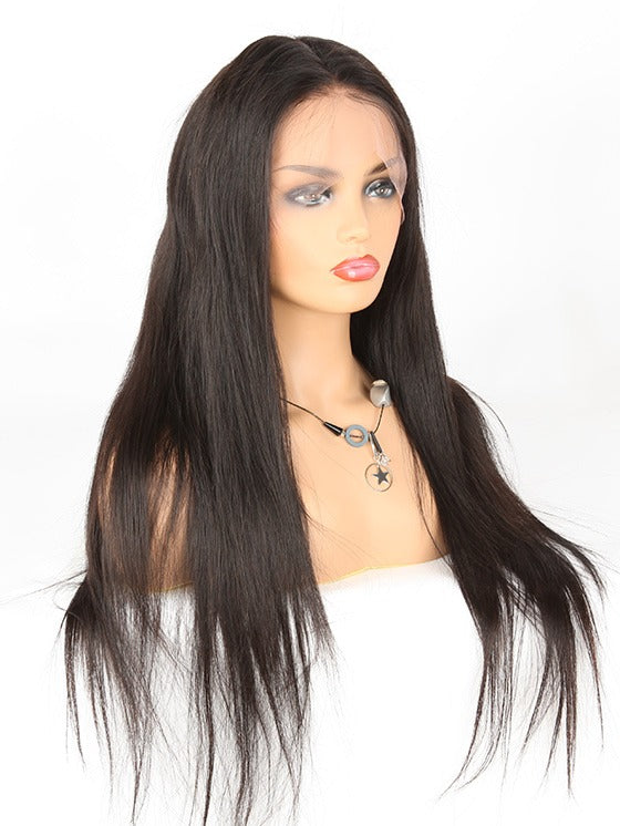 Stock Lace Front Indian Remy Natural Color Straight Human Hair Wigs