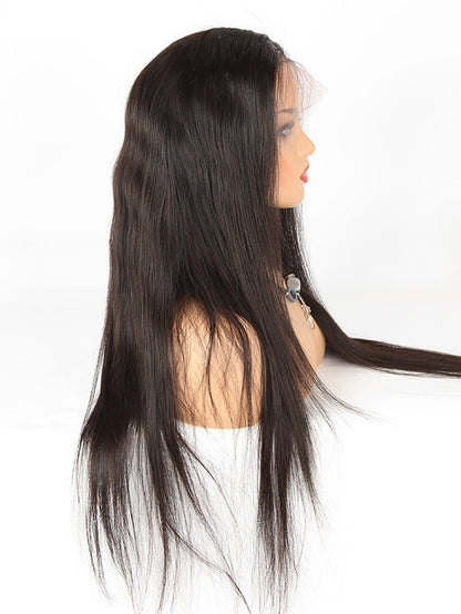 Stock Lace Front Indian Remy Natural Color Straight Human Hair Wigs