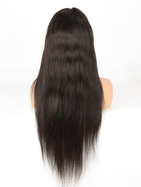 Stock Lace Front Indian Remy Natural Color Straight Human Hair Wigs