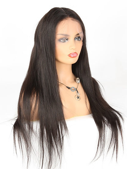 Stock Full Lace Brazilian Natural Color Straight Human Hair Wigs