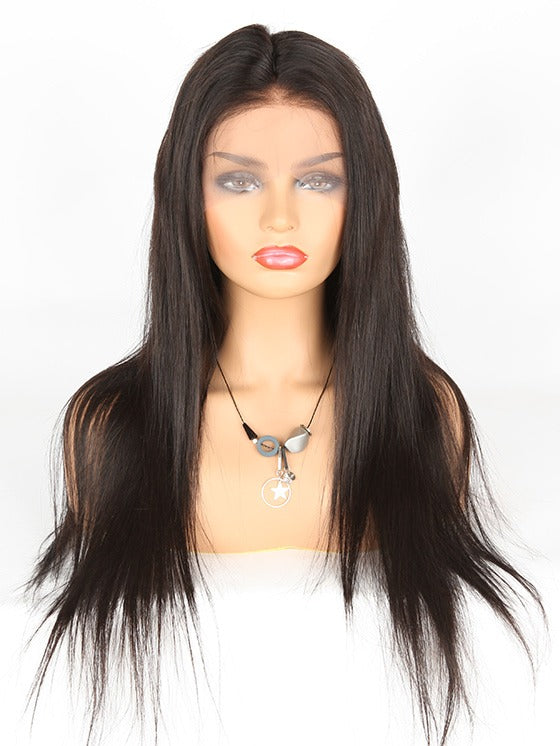 Stock Lace Front Indian Remy Natural Color Straight Human Hair Wigs