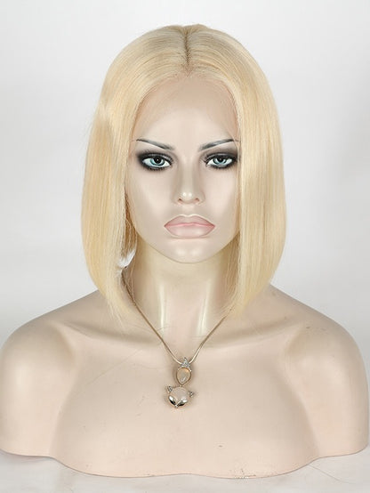 Stock Lace Front Indian Remy Blonde Straight Human Hair Wigs