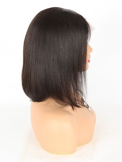 Stock Lace Front Indian Remy Natural Color Straight Human Bob Wigs