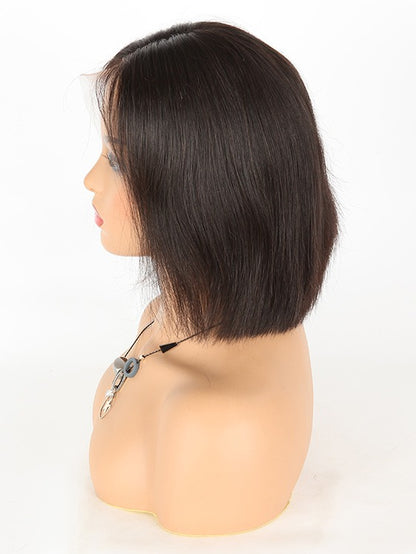 Stock Lace Front Indian Remy Natural Color Straight Human Bob Wigs