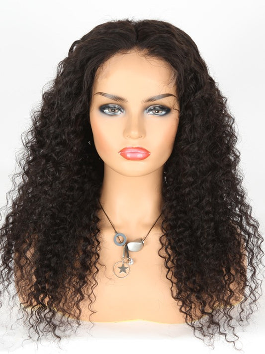 Stock Indian Remy Natural Color Deep Wave Closure Human Hair Wigs