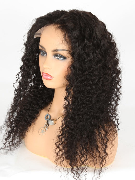 מלאי 13" x 4" HD תחרה קדמית בתולה ברזילאית צבע טבעי ג'רי תלתל פאות שיער אדם 16-40 אינץ' 180% צפיפות" 180% צפיפות