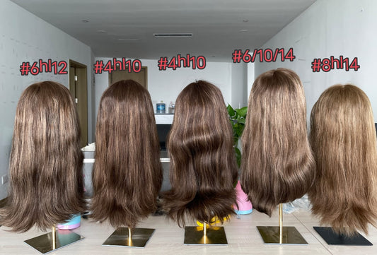 Stock European #2 Natural Straight, Light Layer Human Hair Jüdische Perücken 21" und 24" 130% Dichte