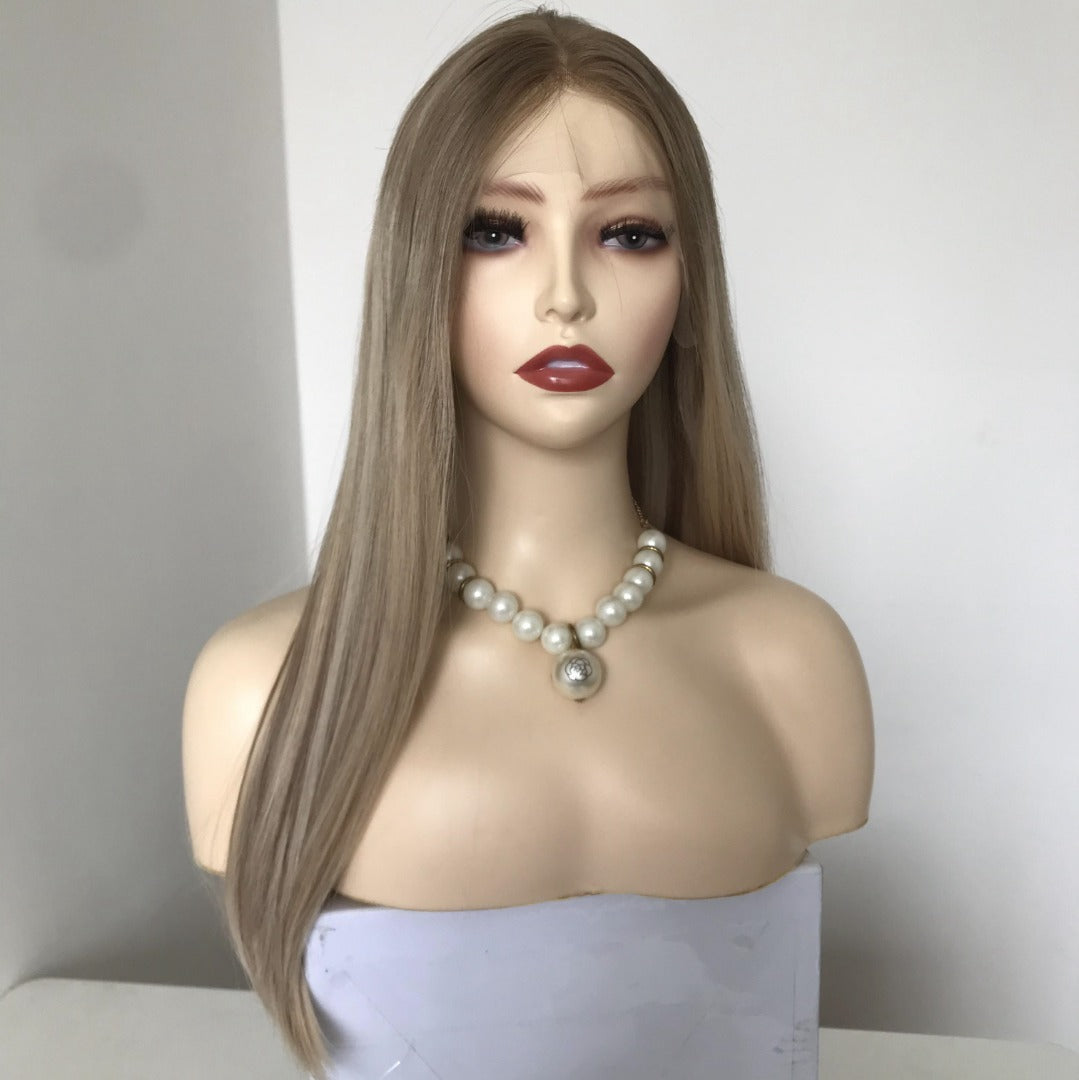 Stock Lace Top European Blonde Ombe with Ash HL Straight Layer Jewish Wig