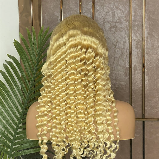 Lager 13 x 4" blonder foran brasiliansk brun/honningblond pianohøydepunkter Body Wave menneskehår parykk 14"-26" 180 % tetthet