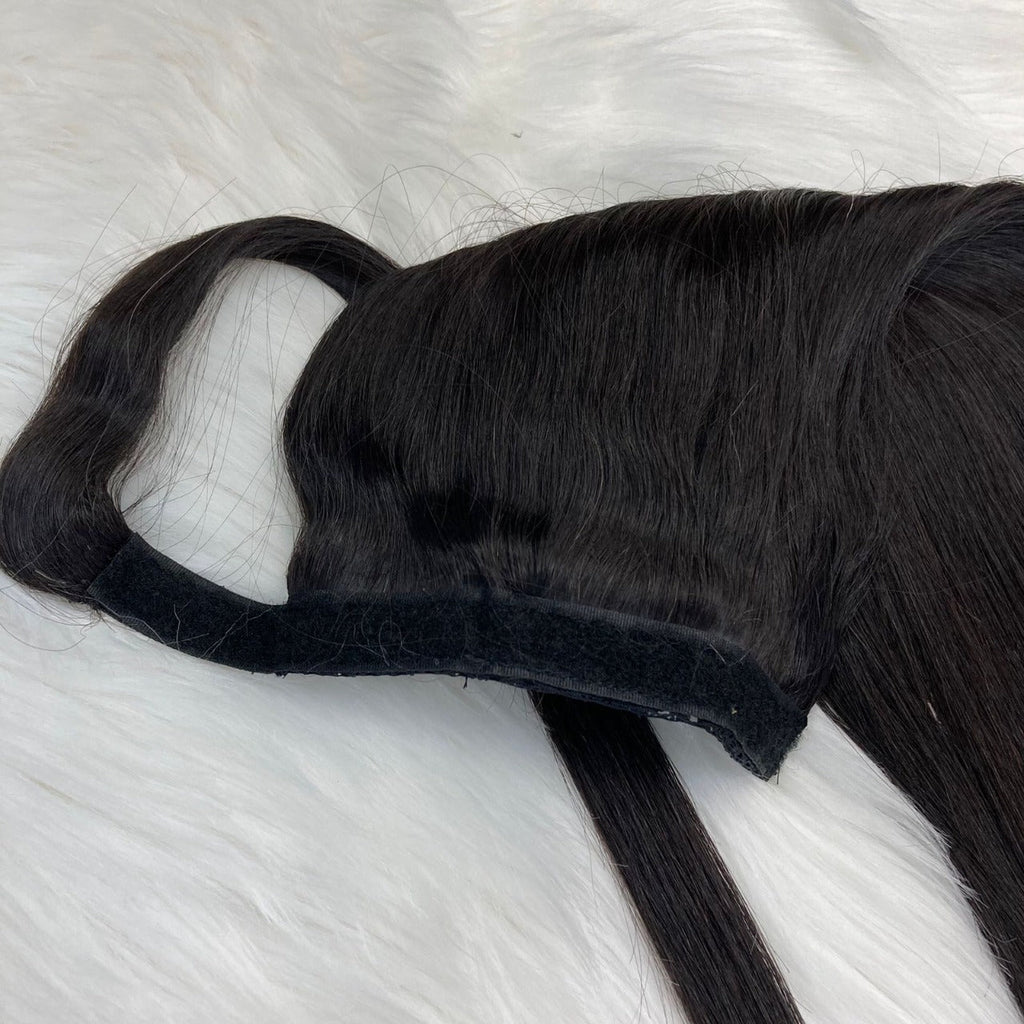 Custom European Double Drawn Wefted Ponytail Human Hair Pieces 100 and 120 grams