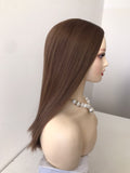 Stock European Brown with Highlights Natural Straight Big Layer Human Hair Topper