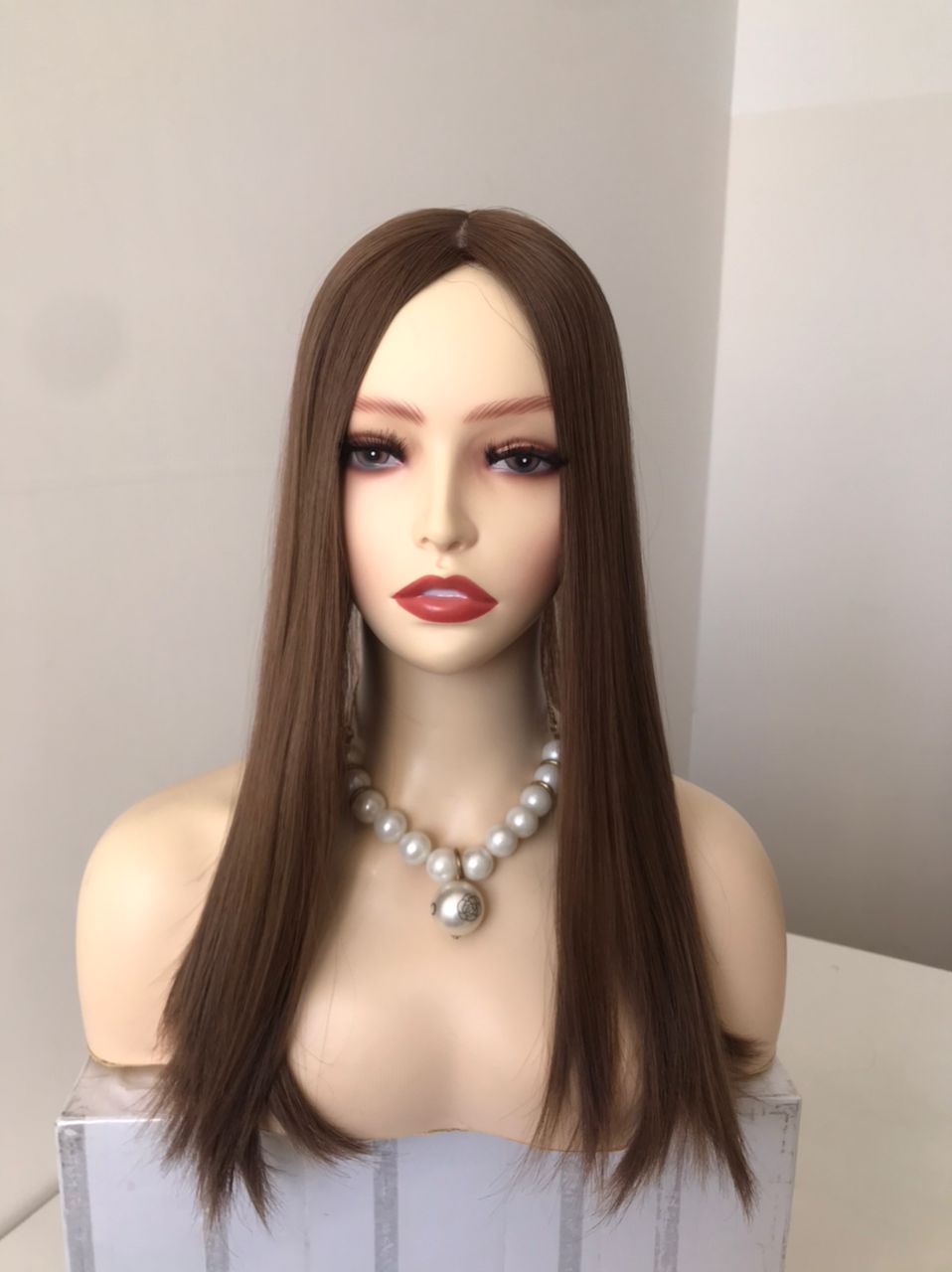 Stock European Brown with Highlights Natural Straight Big Layer Human Hair Topper