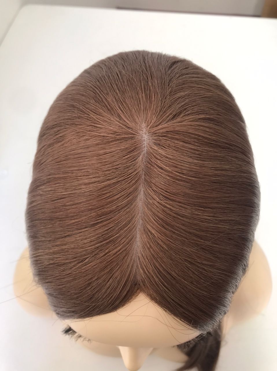 Stock European Brown with Highlights Natural Straight Big Layer Human Hair Topper