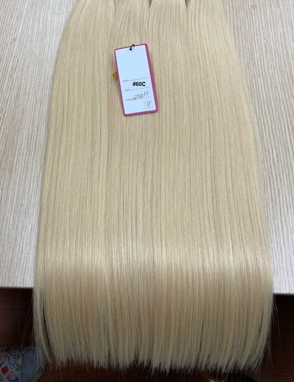 Custom European White Blonde Double Drawn Tape-In Human Hair Extensions