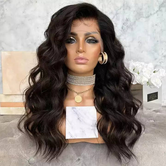 Custom Full Lace Brazilian Natural Color Loose Wave Human Hair Wigs