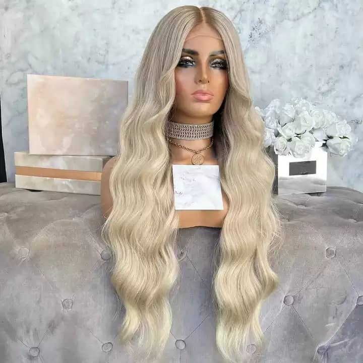 Stock Full Lace Indian Remy #1B/27 Light Yaki Echthaar Perücke 16" 130%