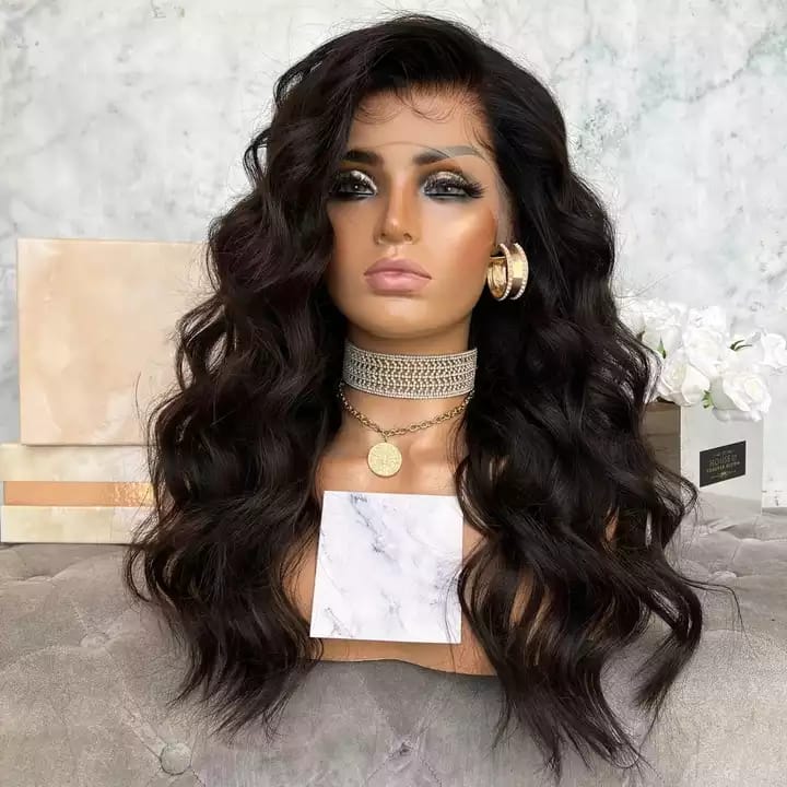 Custom Full Lace Brazilian Natural Color Loose Wave Human Hair Wigs