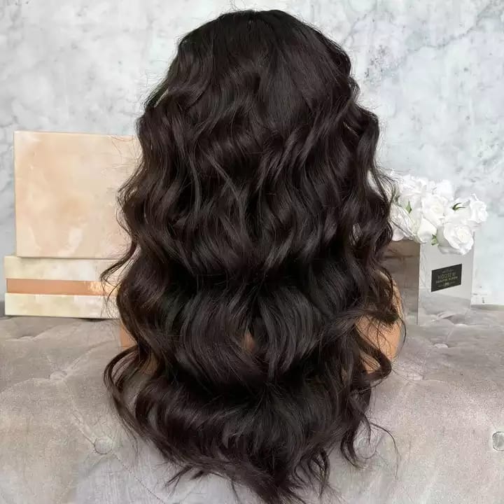 Custom Full Lace Brazilian Natural Color Loose Wave Human Hair Wigs