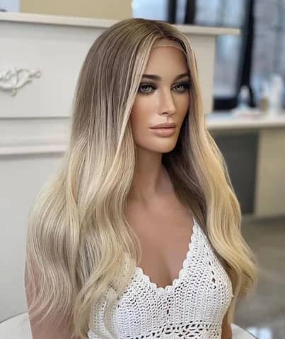 Stock Lace Front Brazilian Blonde Ombre Big Wave Human Hair Wigs