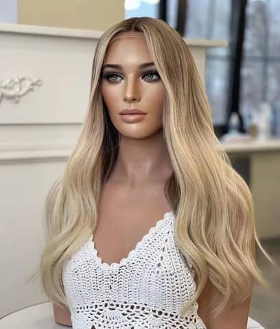 Stock Lace Front Brazilian Blonde Ombre Big Wave Human Hair Wigs