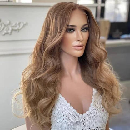 Stock Lace Front European Brown Blonde Ombre Loose Wave Human Hair Wigs