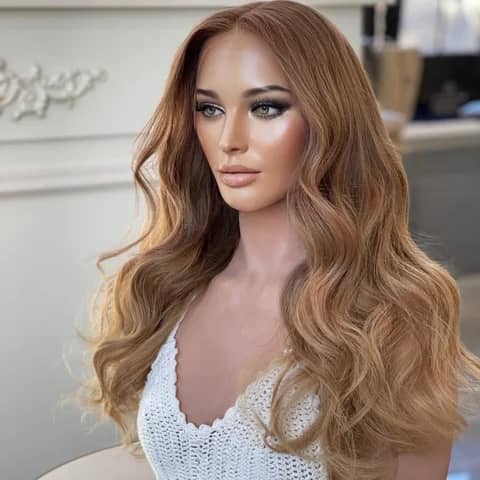 Stock Lace Front European Brown Blonde Ombre Loose Wave Human Hair Wigs