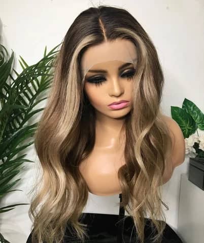 Stock Lace Front Brazilian Brown Ombre with HL Loose Wave Human Hair Wigs