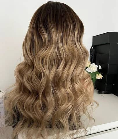 Lager full blonder Indian Remy #1B/27 Lys Yaki menneskehår parykk 16" 130%