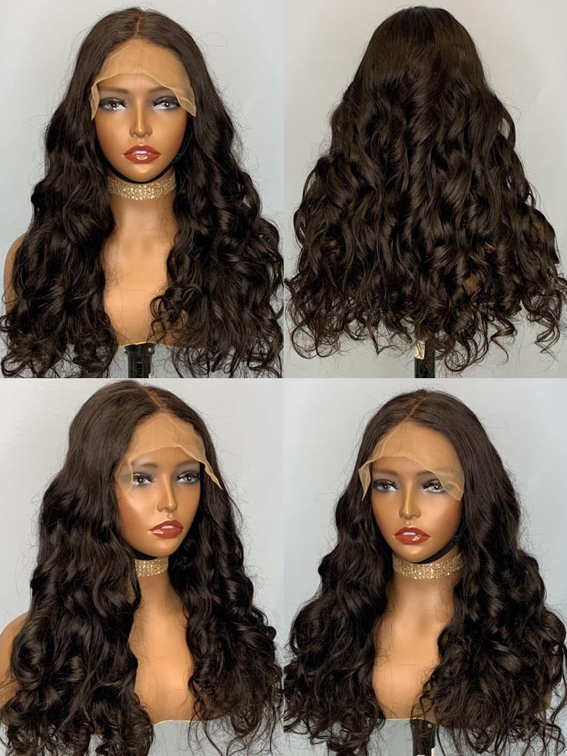 Stock 5 inch Lace Closure Brazilian Natural Color Body Wave Human Hair Wigs