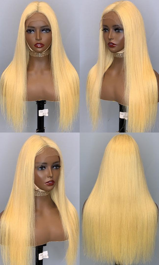 Stock 5 inch Lace Closure Brazilian Raw Blonde Human Hair Wigs