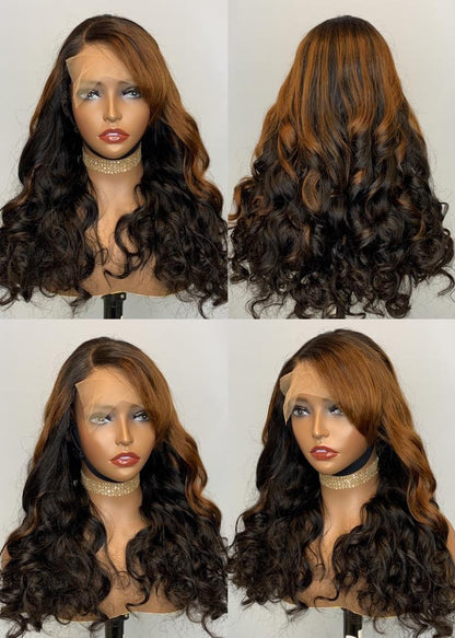 Stock 13" x 4" HD Lace Front Brasilianische Orange Ingwer Wasserwelle Echthaar Perücken 12-40" 180% Dichte" 180% Dichte